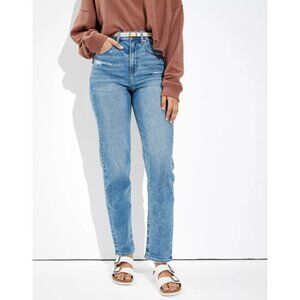 American Eagle Outfitters AE Easy Breezy Blue Stretch Mom Straight  Jean size 0